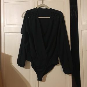 Adorable sheer dark green bodysuit